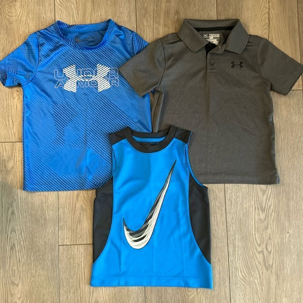 ((3 PIECE)) BPYS ATHLETIC TOP BUNDLE NIKE AND UNDER ARMOUR SIZE XS 4/5